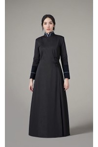 設計黑色聖詩袍     訂製長款聖詩袍   受洗禮  收腰设计  聖詩袍供應商   CHR030
